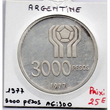 Argentine 3000 pesos 1977 Sup, KM 80 pièce de monnaie