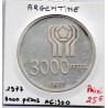 Argentine 3000 pesos 1977 Sup, KM 80 pièce de monnaie