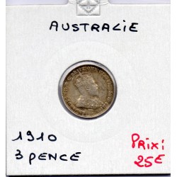 Australie 3 pence 1910 TTB+, KM 18 pièce de monnaie