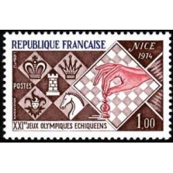 Timbre France Yvert No 1800 Nice Jeux olympiques échiquéens