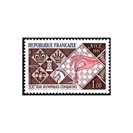 Timbre France Yvert No 1800 Nice Jeux olympiques échiquéens