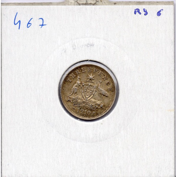 Australie 3 pence 1910 TTB+, KM 18 pièce de monnaie