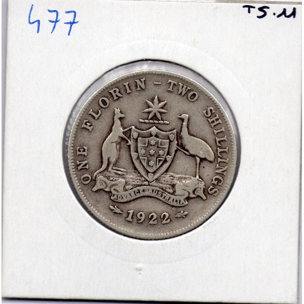 Australie florin 1922 TB, KM 27 pièce de monnaie