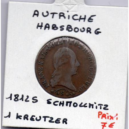Autriche 1 kreuzer 1812 S Smolnik TB, KM 2112 pièce de monnaie
