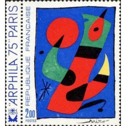 Timbre France Yvert No 1811 Arphila 75, tableau de Miro