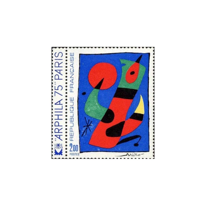 Timbre France Yvert No 1811 Arphila 75, tableau de Miro