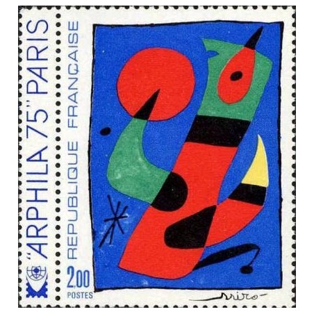 Timbre France Yvert No 1811 Arphila 75, tableau de Miro