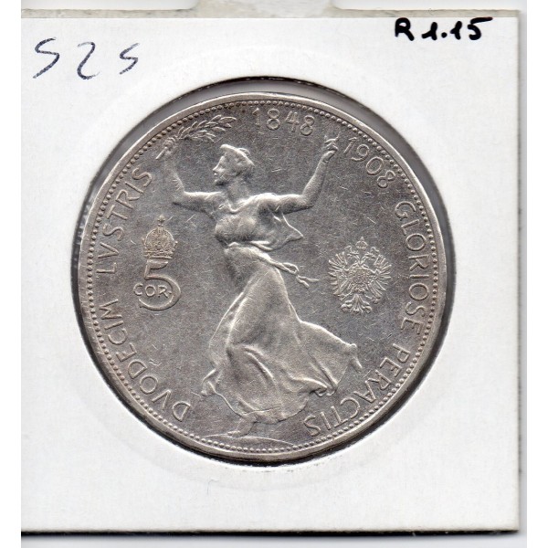 Autriche 5 Corona 1908 TTB, KM 2809 pièce de monnaie