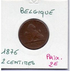 Belgique 2 centimes 1876 en français TB, KM 35 pièce de monnaie