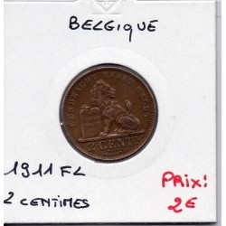 Belgique 2 centimes 1911 en Flamand  TTB, KM 36 pièce de monnaie