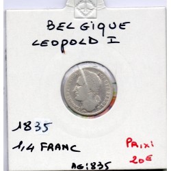 Belgique 1/4 franc 1835 TB, KM 8 pièce de monnaie