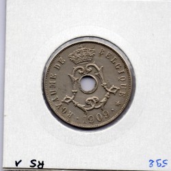 Belgique 25 centimes 1909 en Français Sup, KM 62 pièce de monnaie