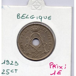 Belgique 25 centimes 1923 en Français TTB, KM 68 pièce de monnaie