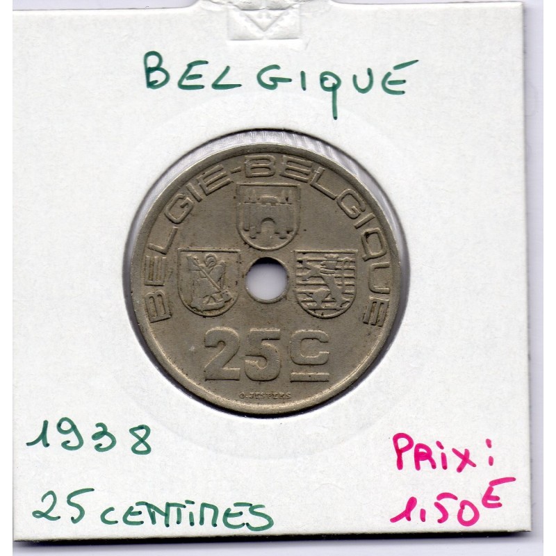 Belgique 25 centimes 1938 en Flamand TTB, KM 115 pièce de monnaie Belgique 25 centimes 1938 en Flamand TTB, KM 115 pièce de monnaie