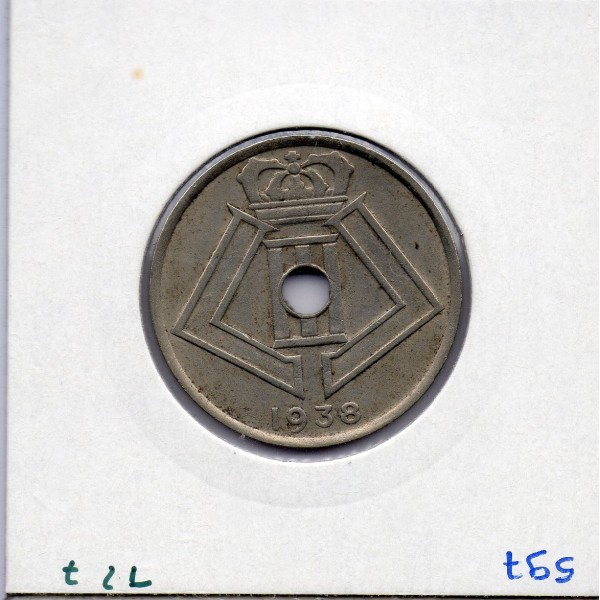 Belgique 25 centimes 1938 en Flamand TTB, KM 115 pièce de monnaie