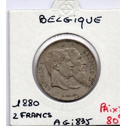 Belgique 2 Francs 1880 en Français Sup, KM 39 pièce de monnaie