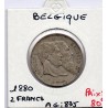 Belgique 2 Francs 1880 en Français Sup, KM 39 pièce de monnaie