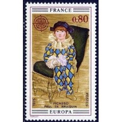 Timbre France Yvert No 1840 Europa, Paul en Arlequin de Picasso