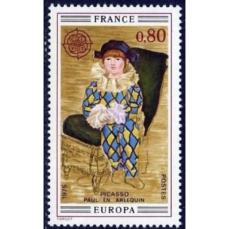 Timbre France Yvert No 1840 Europa, Paul en Arlequin de Picasso