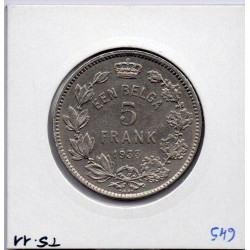 Belgique 5 Francs 1933 en Flamand Sup, KM 98 pièce de monnaie