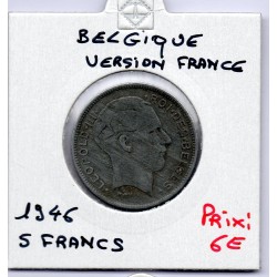 Belgique 5 Francs 1946 en Français TTB, KM 129 pièce de monnaie