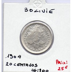 Bolivie 20 centavos 1904 Sup, KM 159 pièce de monnaie