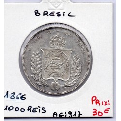 Brésil 1000 reis 1866 Spl, KM 465 pièce de monnaie