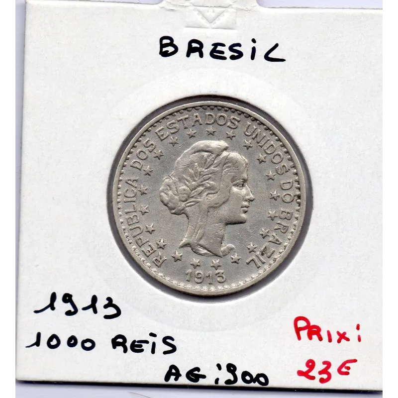 Brésil 1000 reis 1913 Spl, KM 513 pièce de monnaie Brésil 1000 reis 1913 Spl, KM 513 pièce de monnaie
