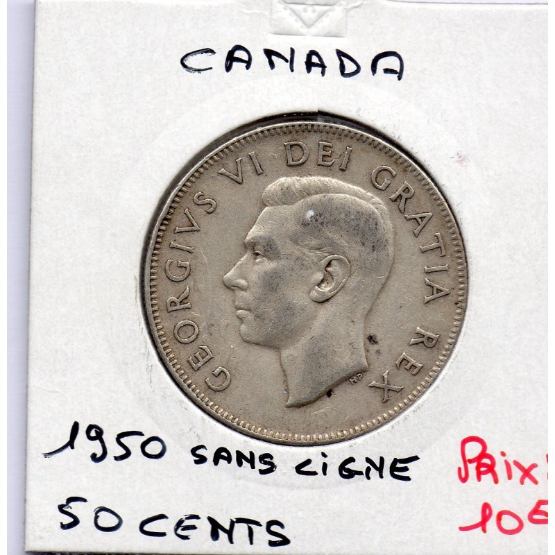 Canada 50 cents 1950 sans ligne TTB, KM 45 pièce de monnaie