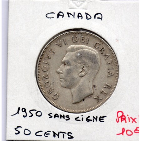 Canada 50 cents 1950 sans ligne TTB, KM 45 pièce de monnaie