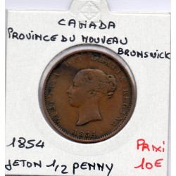 Nouveau Brunswick jeton 1/2 penny 1854 TTB-, pièce de monnaie