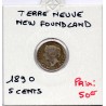 Terre Neuve 5 cents 1890 TTB, KM 2 pièce de monnaie