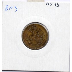 Ceylan 25 cents 1943 TTB, KM 115 pièce de monnaie