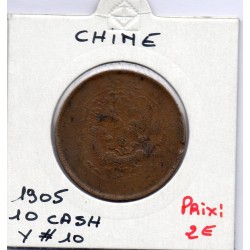 Chine 10 cash Hupeh 1905 TB, KM Y10 pièce de monnaie