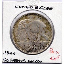 Congo Belge 50 francs 1944 TTB, KM 27 pièce de monnaie