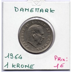 Danemark 1 krone 1964 Sup, KM 851 pièce de monnaie