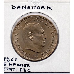 Danemark 5 kroner 1967 Sup, KM 853 pièce de monnaie