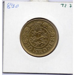Danemark 20 kroner 1990 Sup, KM 871 pièce de monnaie