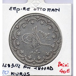 Empire Ottoman 20 Kurus 1293 AH an 2 - 1877 TTB, KM 722 pièce de monnaie