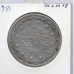 Empire Ottoman 20 Kurus 1293 AH an 2 - 1877 TTB, KM 722 pièce de monnaie
