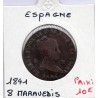 Espagne 8 maravedis 1841 Jubia B+, KM 531.2 pièce de monnaie