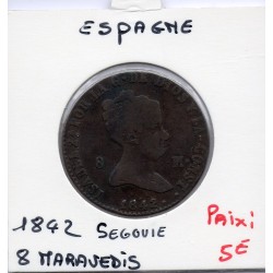 Espagne 8 maravedis 1842 Segovie, KM 531.3 pièce de monnaie