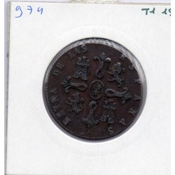 Espagne 8 maravedis 1844 Jubia TB, KM 531.2 pièce de monnaie