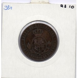 Espagne 2 1/2 centimos 1867 TB+, KM 634 pièce de monnaie