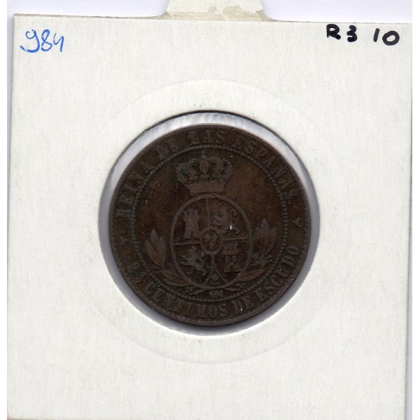 Espagne 2 1/2 centimos 1867 TB+, KM 634 pièce de monnaie