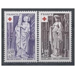Timbre France Yvert No 1910-1911 Paire croix rouge, Sculptures de l'église de Brou