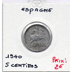 Espagne 5 centimos 1940 TTB, KM 765 pièce de monnaie