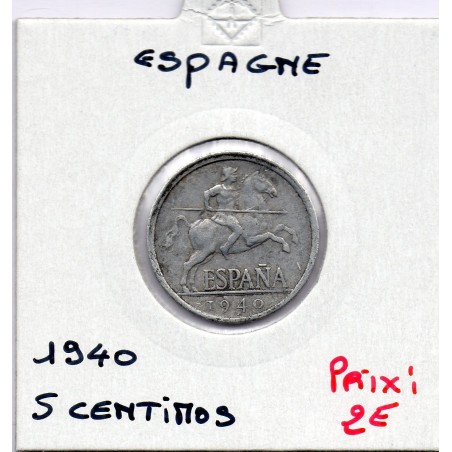 Espagne 5 centimos 1940 TTB, KM 765 pièce de monnaie
