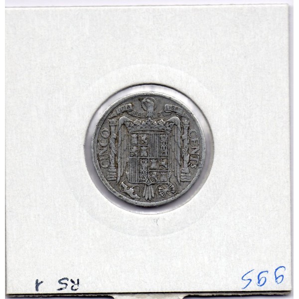 Espagne 5 centimos 1940 TTB, KM 765 pièce de monnaie