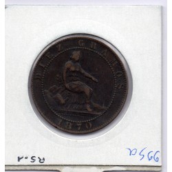 Espagne 10 centimos 1870 TTB, KM 663 pièce de monnaie